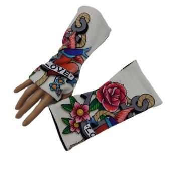 Preview: Wende- Armstulpen mit Daumenloch Tattoo-Stil Anker