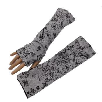 Preview: Lange Wende- Armstulpen mit Daumenloch Blumen