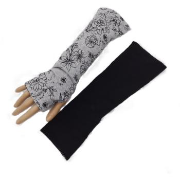 Preview: Lange Wende- Armstulpen mit Daumenloch Blumen