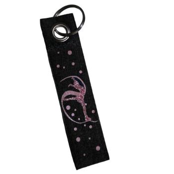 Preview: Schlüsselanhänger Eiskunstlauf Punkte rosa