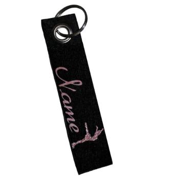 Preview: Schlüsselanhänger Eiskunstlauf mit Name rosa