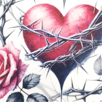 Preview: Kissenbezug Druck Herz, 50X50