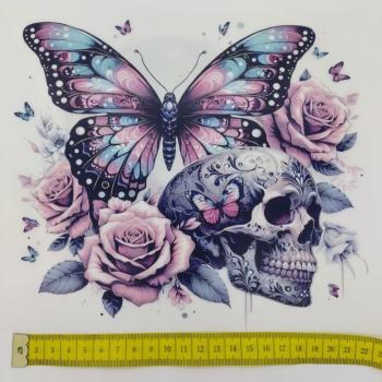 Preview: Bügelbild Schmetterling Skull