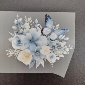 Preview: Bügelbild Blumen blau
