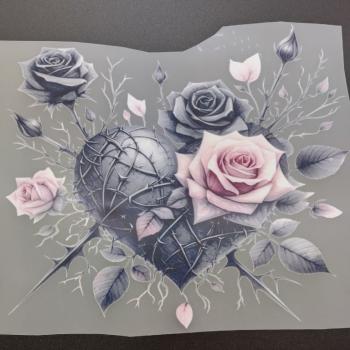 Preview: Bügelbild Rosenherz rosa