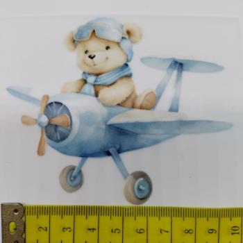 Preview: Bügelbild Bär Flugzeug