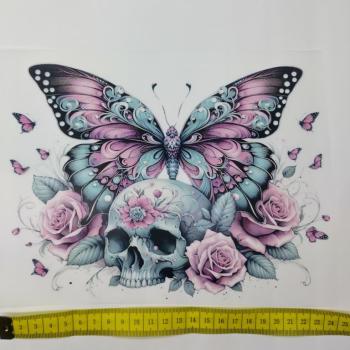 Preview: Bügelbild Schmetterling Rosenskull