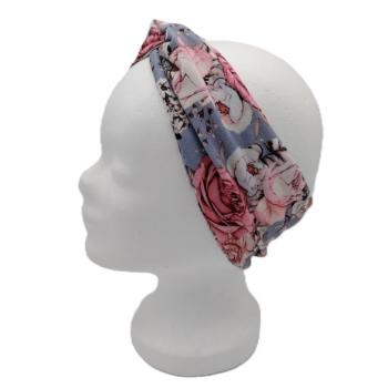 Knotenstirnband, Haarband Rosen schmal