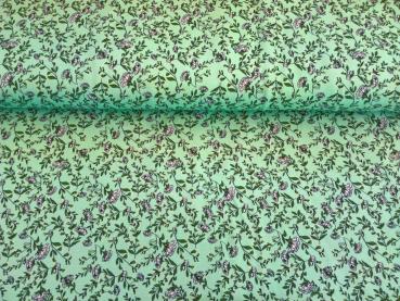 Preview: Jersey Blümchen grün