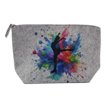 Preview: Filztasche groß, Kosmetiktasche Eiskunstlauf bunt