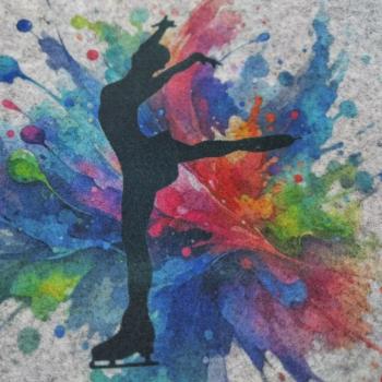 Preview: Filztasche groß, Kosmetiktasche Eiskunstlauf bunt