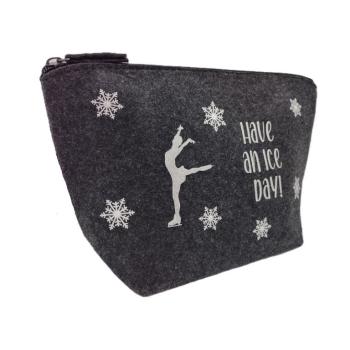 Preview: Filztasche groß, Kosmetiktasche Eiskunstlauf weiß