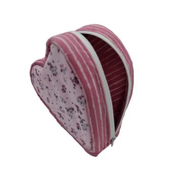 Preview: Tasche in Herzform rosa Blümchen