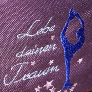 Preview: Tasche Eiskunstlauf Training, Bandentasche bestickt grau blau