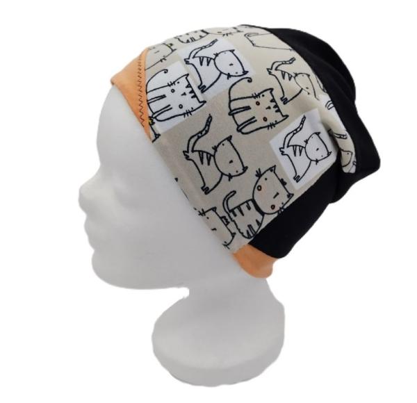 Beanie Mütze Katzen, 43 cm Umfang