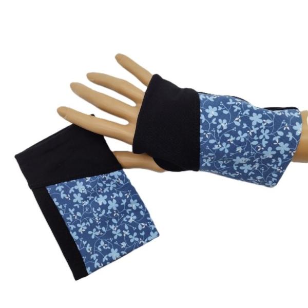 Pulswärmer Blumen blau