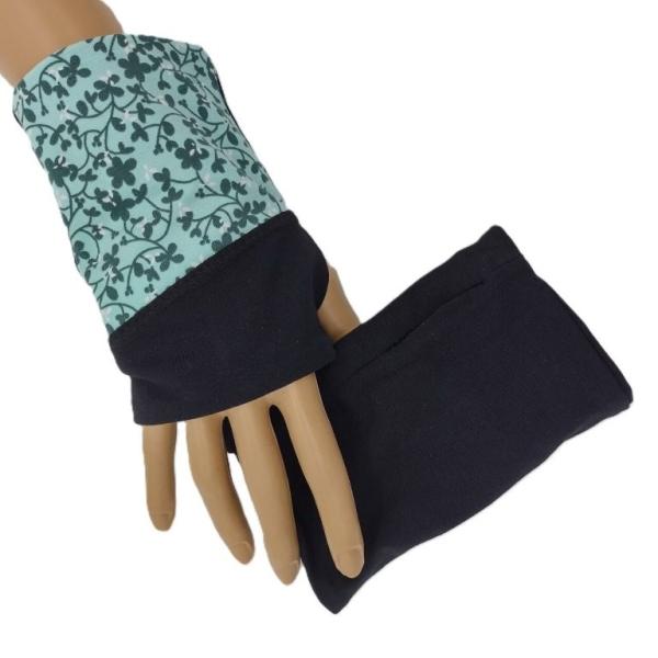 Pulswärmer Blumen grün