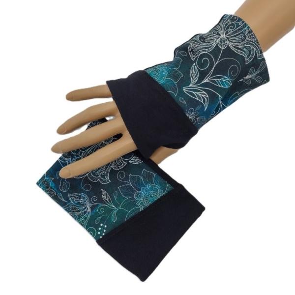 Pulswärmer dunkle Blumen