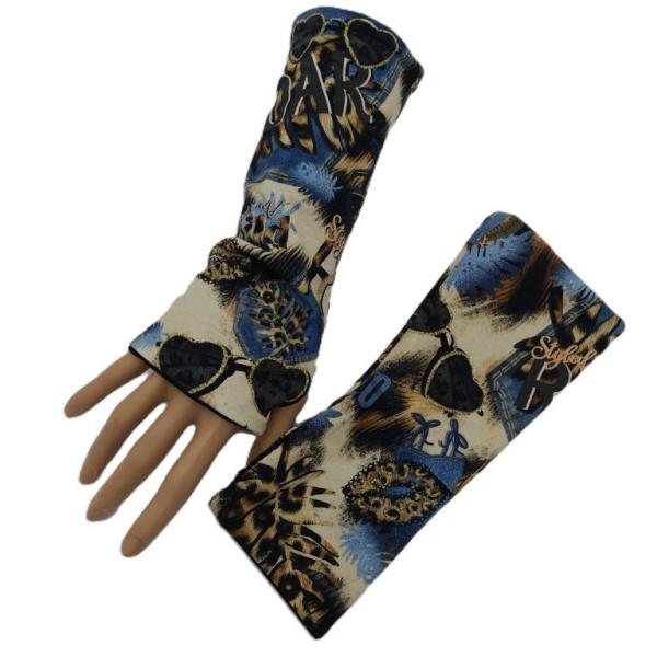 Wende- Armstulpen mit Daumenloch Leo und Jeanslook