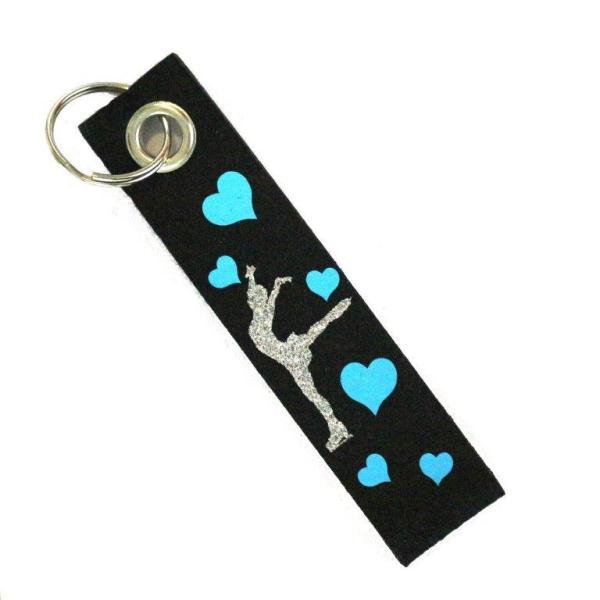 Schlüsselanhänger Eiskunstlauf Herzen türkis