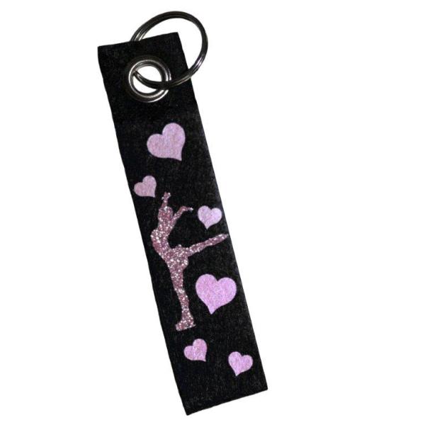 Schlüsselanhänger Eiskunstlauf Herzen rosa