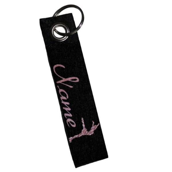 Schlüsselanhänger Eiskunstlauf mit Name rosa