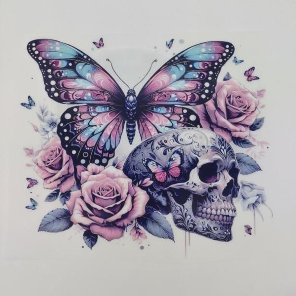 Bügelbild Schmetterling Skull