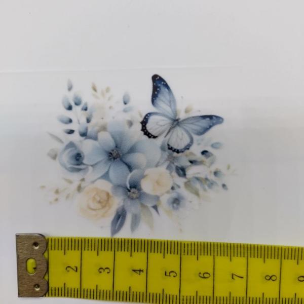 Bügelbild Blumen blau