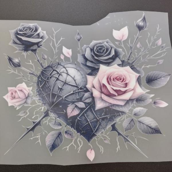 Bügelbild Rosenherz rosa