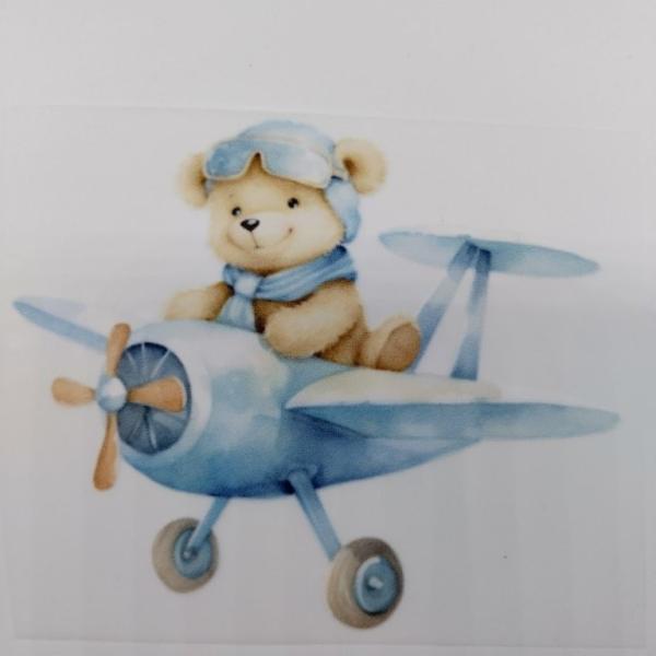 Bügelbild Bär Flugzeug