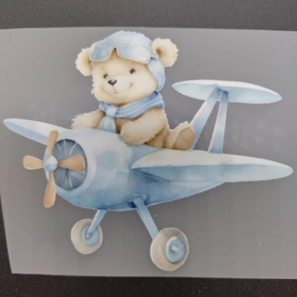 Bügelbild Bär Flugzeug