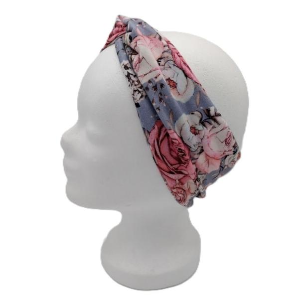 Knotenstirnband, Haarband Rosen schmal