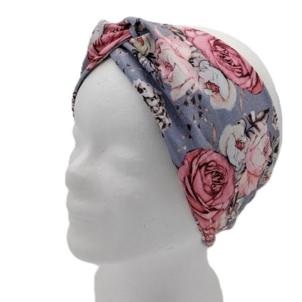 Knotenstirnband, Haarband Rosen schmal