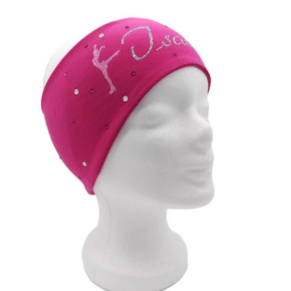 Stirnband mit Name pink, mit Steinchen