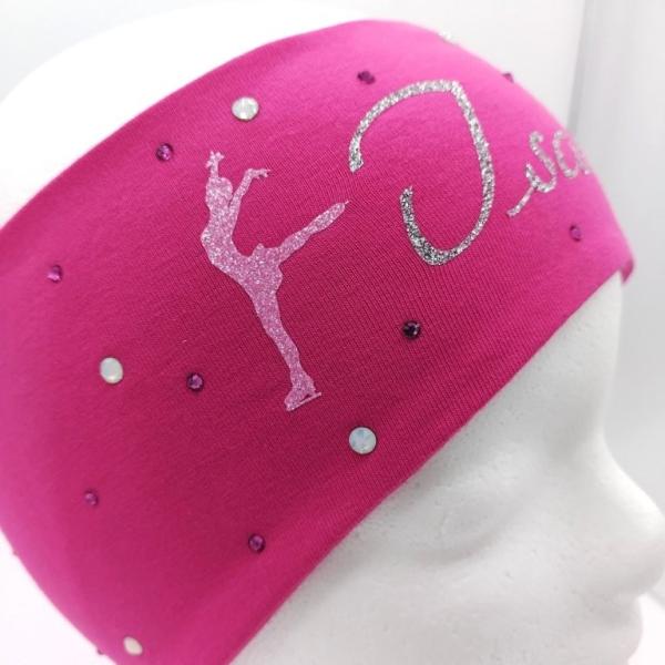 Stirnband mit Name pink, mit Steinchen