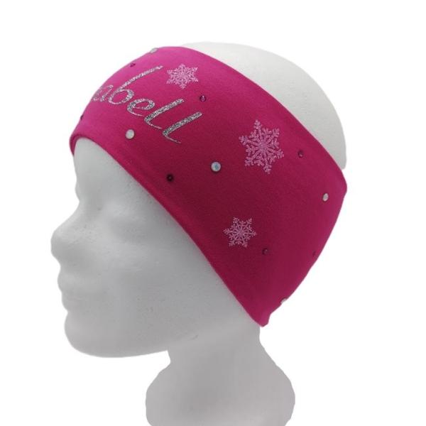 Stirnband mit Name pink, mit Steinchen