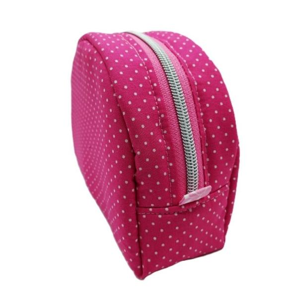 Schminktasche, Kosmetiktasche pink Punkte