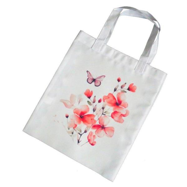 Einkaufstasche Gr. M, Blumen apricot