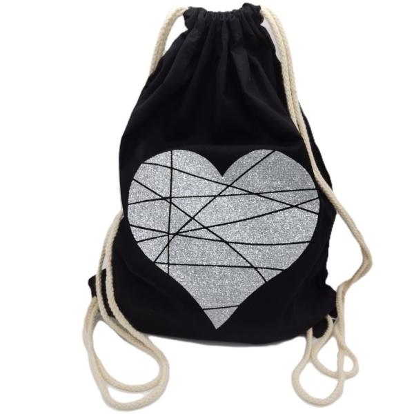 Turnbeutel schwarz Herz