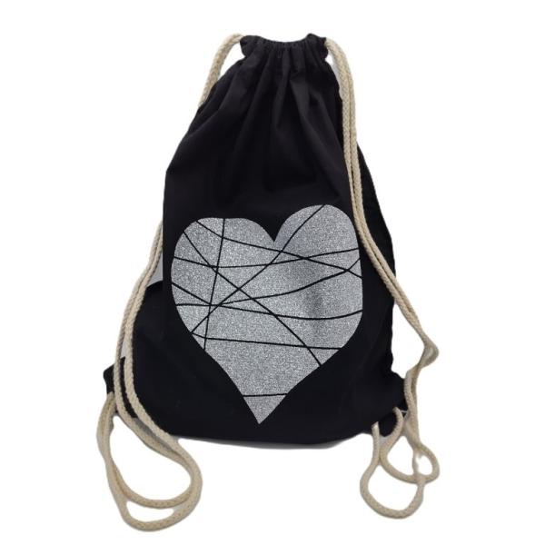 Turnbeutel schwarz Herz