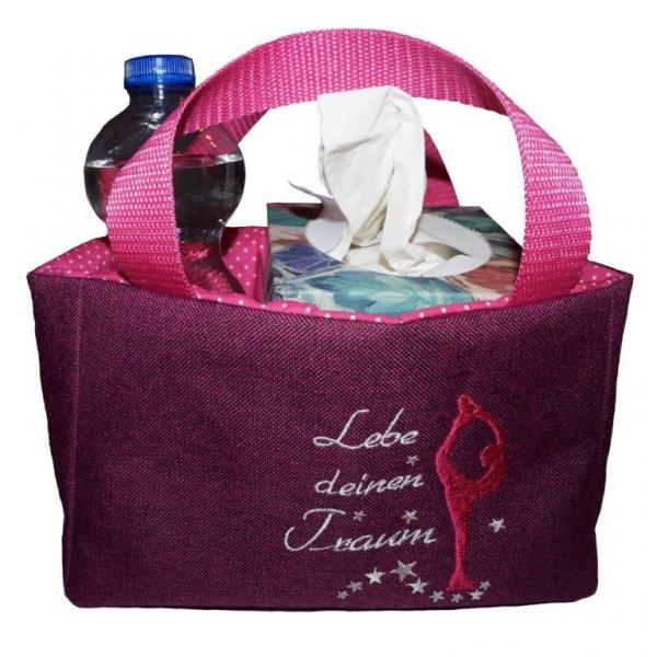 Tasche Eiskunstlauf Training, Bandentasche bestickt rot pink