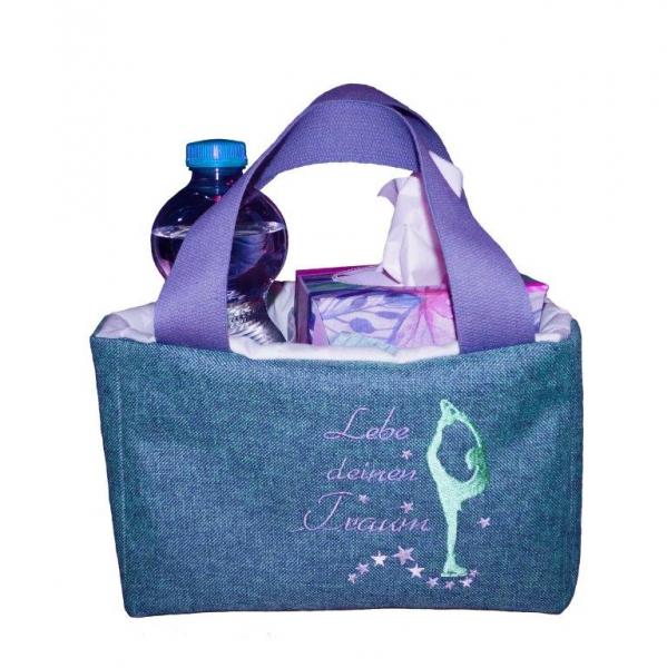 Tasche Eiskunstlauf Training, Bandentasche bestickt grün grau